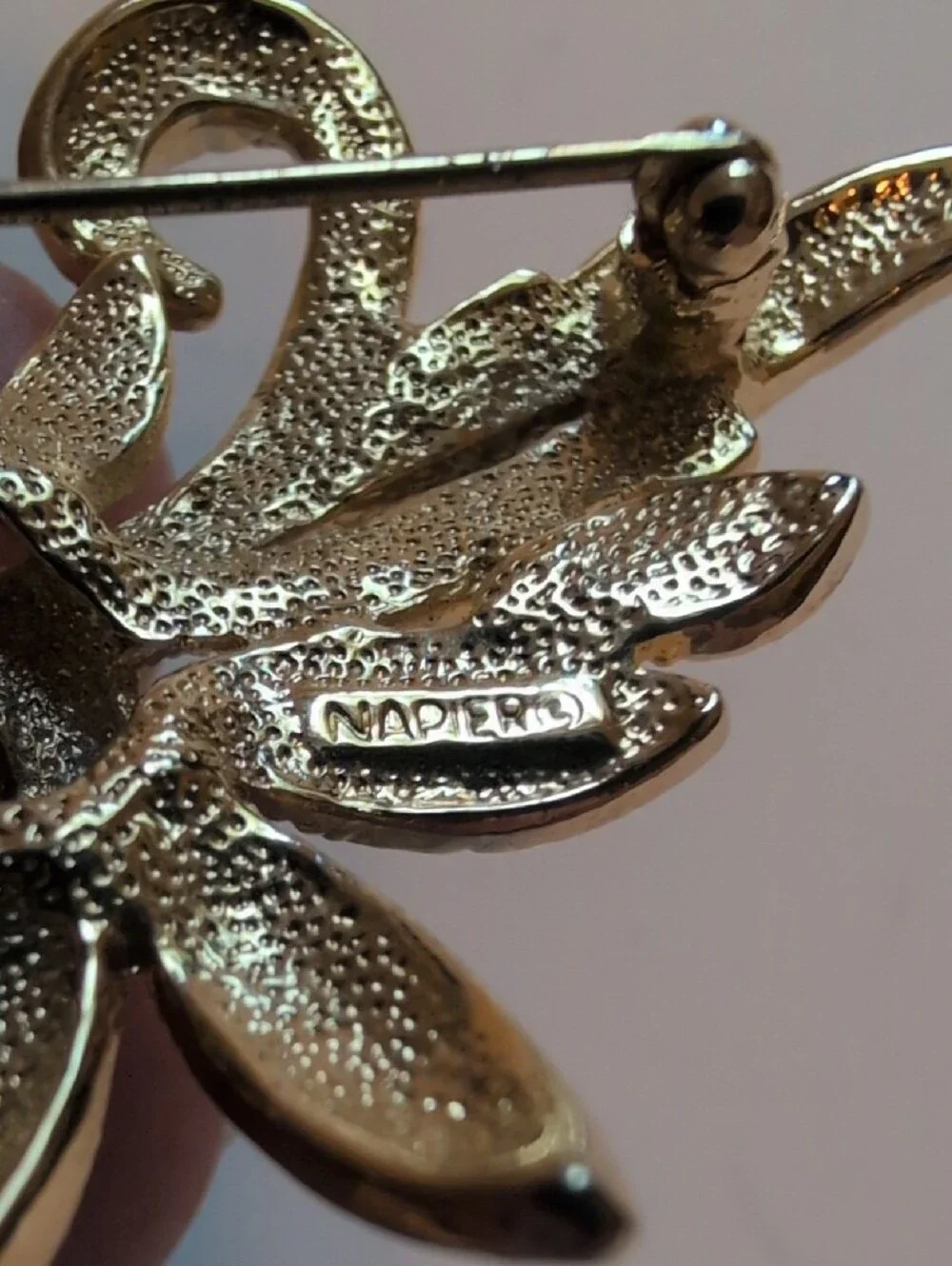 Napier Vintage Gold-Tone Crystal Brooch - Elegant Floral Design